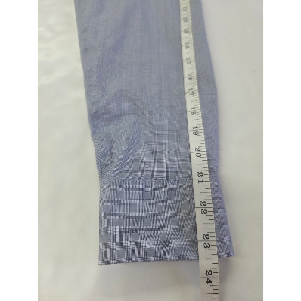 Jos A Bank Reserve Mens Blue Micro Plaid Egyptian Cotton Shirt Traditional Fit M - Picture 4 of 9